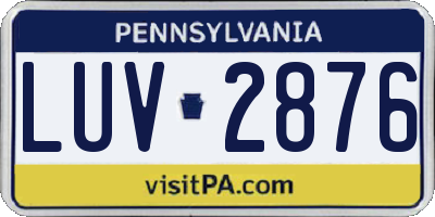 PA license plate LUV2876