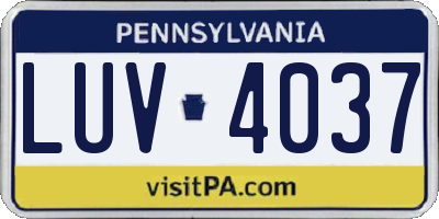 PA license plate LUV4037