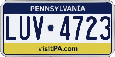 PA license plate LUV4723