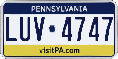 PA license plate LUV4747