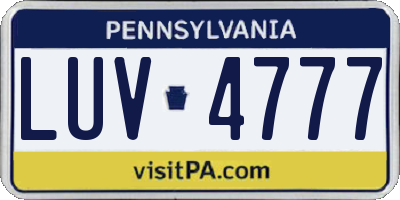 PA license plate LUV4777