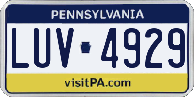 PA license plate LUV4929