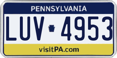 PA license plate LUV4953