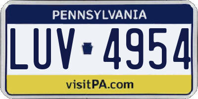 PA license plate LUV4954