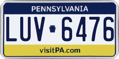 PA license plate LUV6476