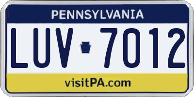 PA license plate LUV7012
