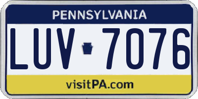 PA license plate LUV7076