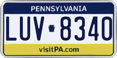 PA license plate LUV8340