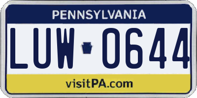 PA license plate LUW0644