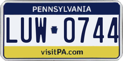 PA license plate LUW0744