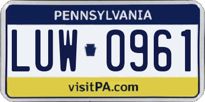 PA license plate LUW0961
