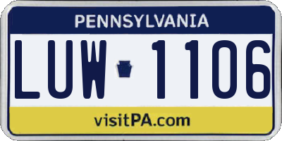 PA license plate LUW1106