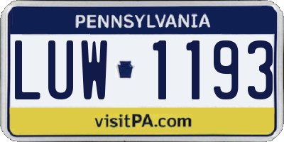 PA license plate LUW1193