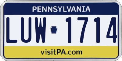 PA license plate LUW1714