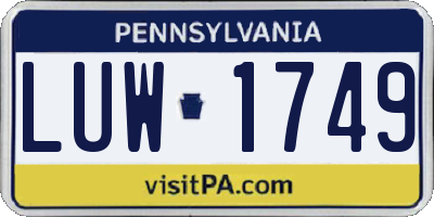 PA license plate LUW1749