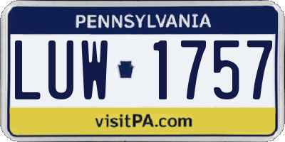 PA license plate LUW1757