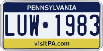 PA license plate LUW1983