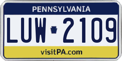 PA license plate LUW2109