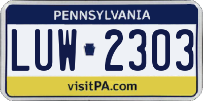 PA license plate LUW2303