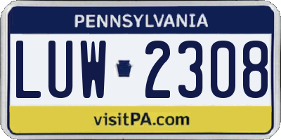 PA license plate LUW2308
