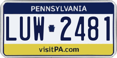PA license plate LUW2481