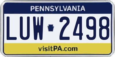 PA license plate LUW2498
