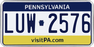 PA license plate LUW2576