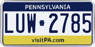 PA license plate LUW2785