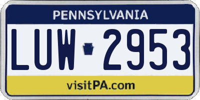 PA license plate LUW2953