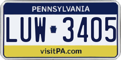 PA license plate LUW3405