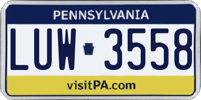 PA license plate LUW3558