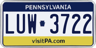 PA license plate LUW3722