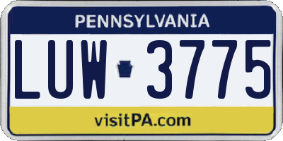 PA license plate LUW3775