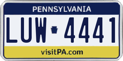 PA license plate LUW4441