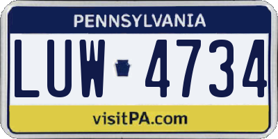 PA license plate LUW4734