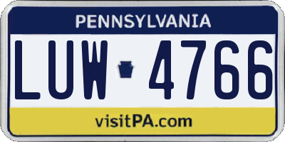PA license plate LUW4766
