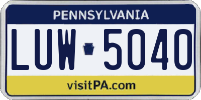 PA license plate LUW5040
