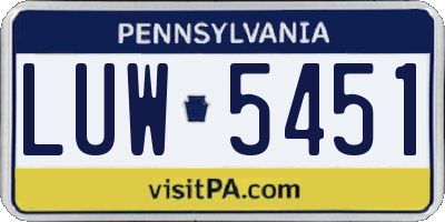 PA license plate LUW5451