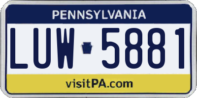 PA license plate LUW5881