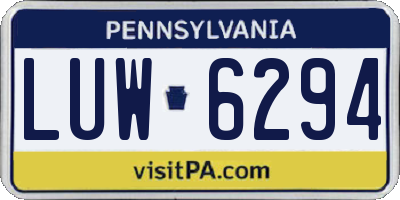 PA license plate LUW6294