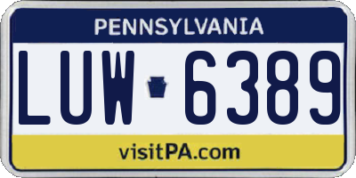 PA license plate LUW6389