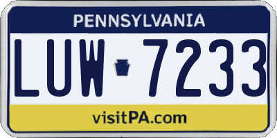 PA license plate LUW7233
