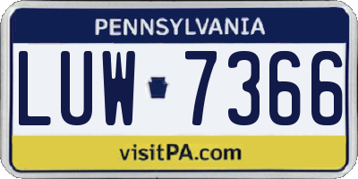 PA license plate LUW7366