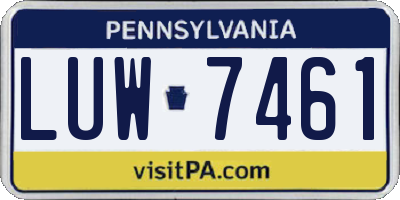 PA license plate LUW7461