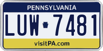 PA license plate LUW7481