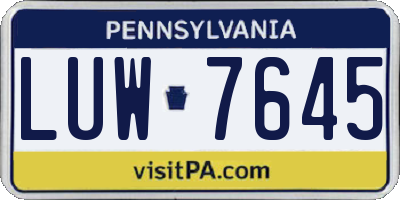 PA license plate LUW7645