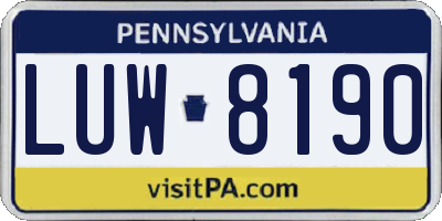 PA license plate LUW8190