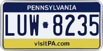 PA license plate LUW8235
