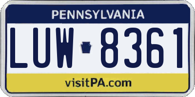 PA license plate LUW8361