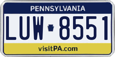 PA license plate LUW8551